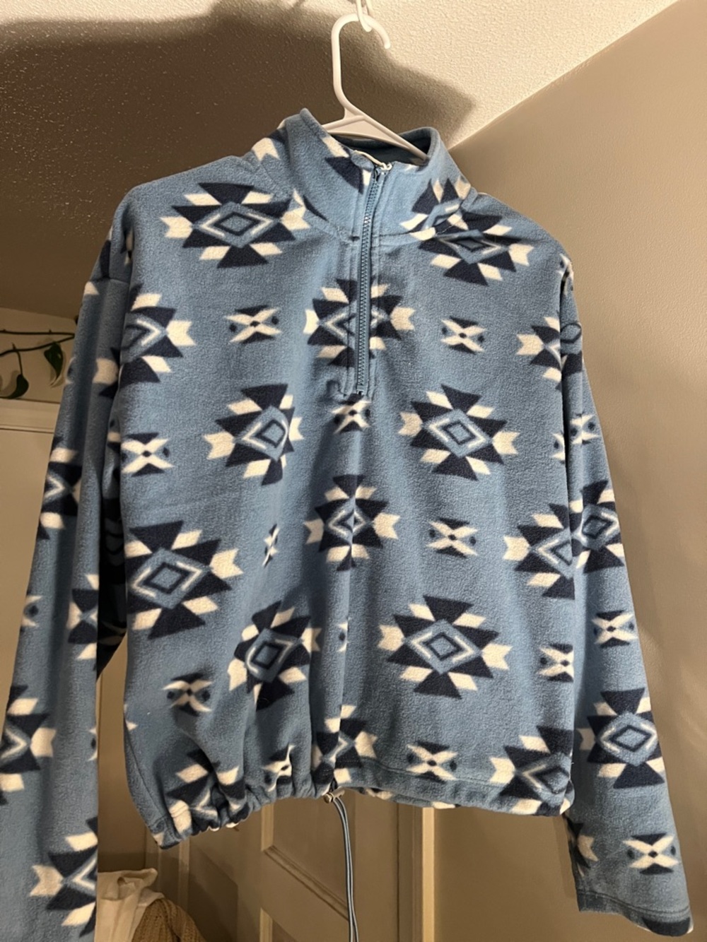 Women’s Blue Aztec Half-Zip Fleece Sweater
